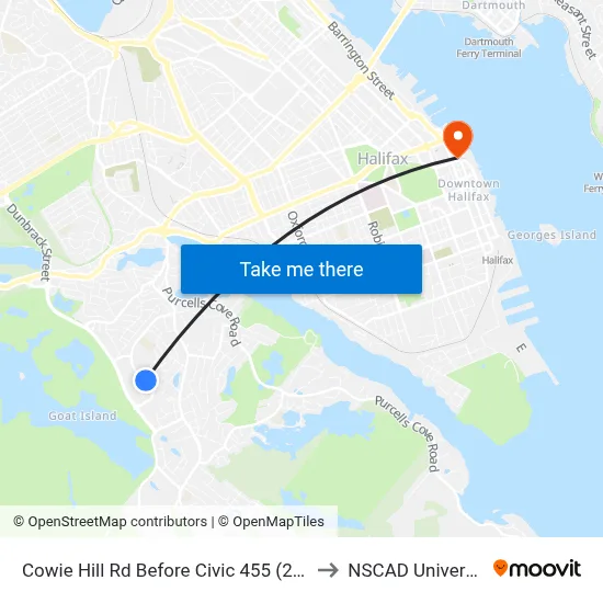 Cowie Hill Rd Before Civic 455 (2226) to NSCAD University map