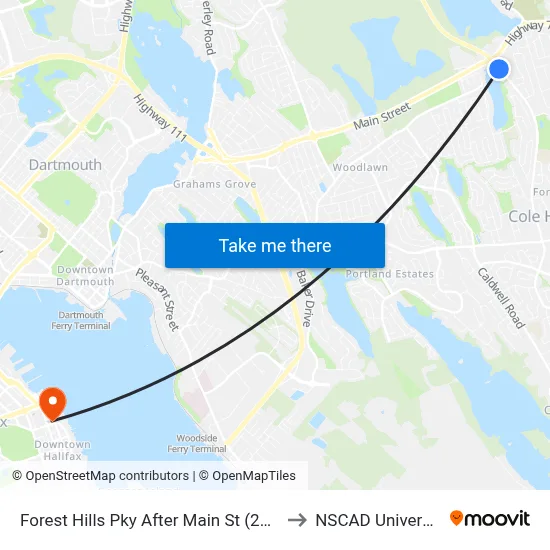 Forest Hills Pky After Main St (2230) to NSCAD University map