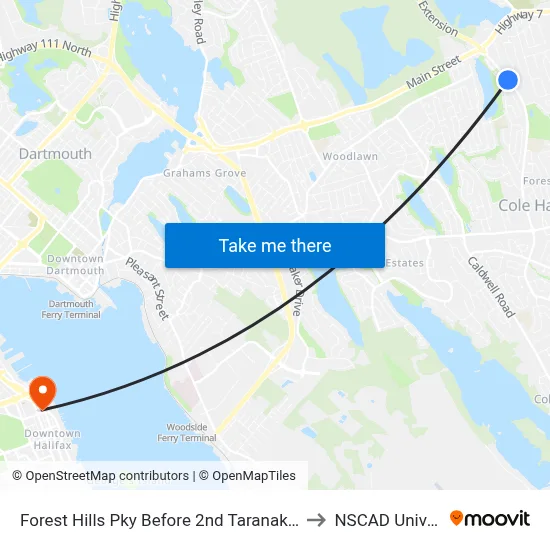Forest Hills Pky Before 2nd Taranaki Dr (2232) to NSCAD University map
