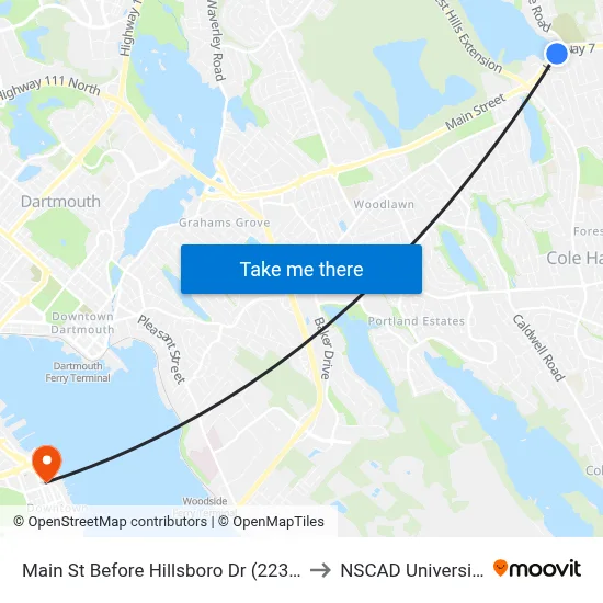 Main St Before Hillsboro Dr (2239) to NSCAD University map