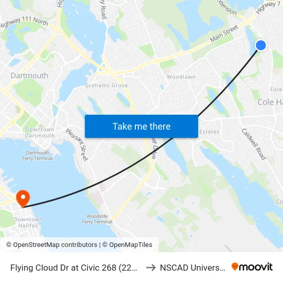 Flying Cloud Dr at Civic 268 (2243) to NSCAD University map