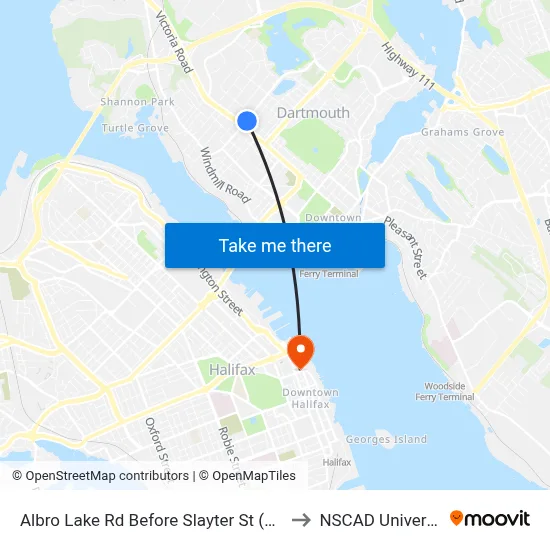 Albro Lake Rd Before Slayter St (2248) to NSCAD University map