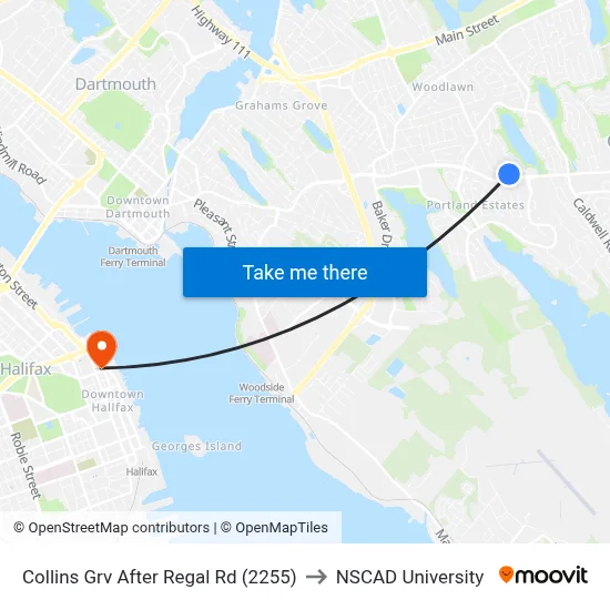 Collins Grv After Regal Rd (2255) to NSCAD University map