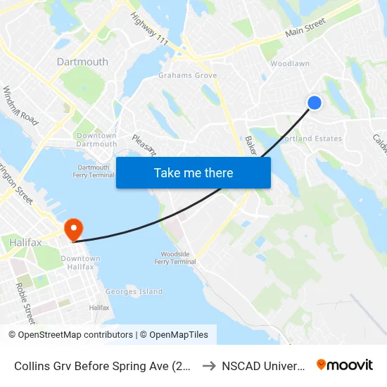 Collins Grv Before Spring Ave (2257) to NSCAD University map