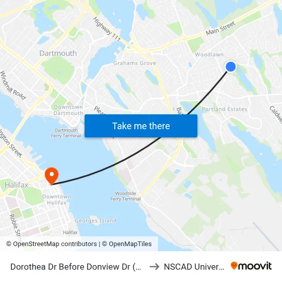 Dorothea Dr Before Donview Dr (2259) to NSCAD University map