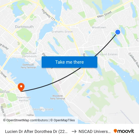 Lucien Dr After Dorothea Dr (2260) to NSCAD University map