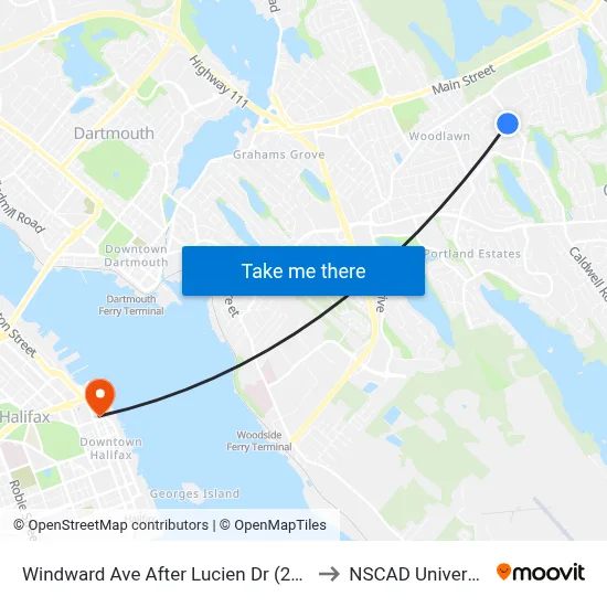 Windward Ave After Lucien Dr (2262) to NSCAD University map