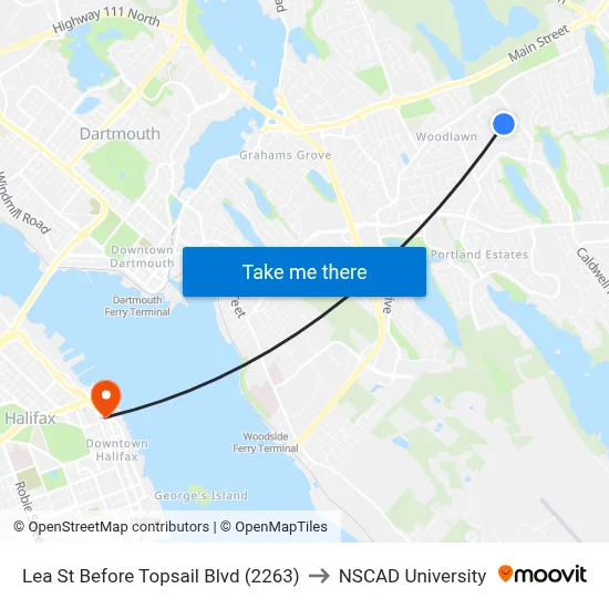 Lea St Before Topsail Blvd (2263) to NSCAD University map