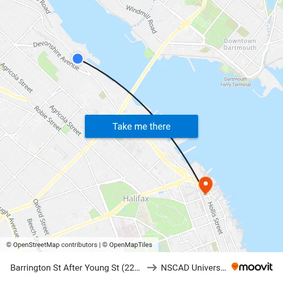 Barrington St After Young St (2274) to NSCAD University map