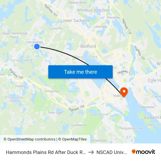 Hammonds Plains Rd After Duck Rd (2277) to NSCAD University map