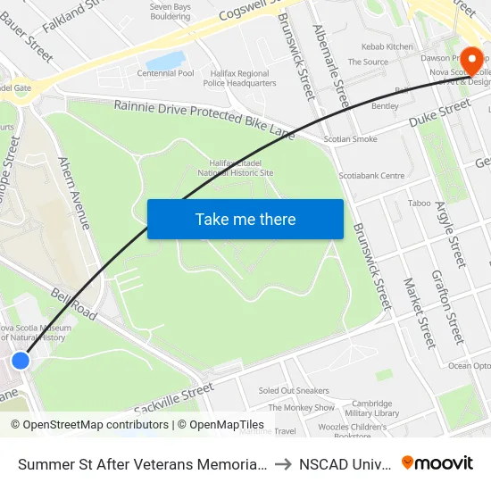 Summer St After Veterans Memorial Ln (2304) to NSCAD University map