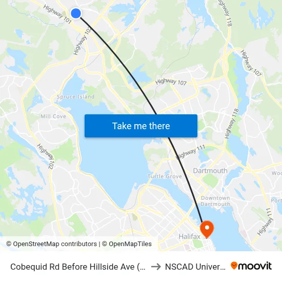Cobequid Rd Before Hillside Ave (2352) to NSCAD University map