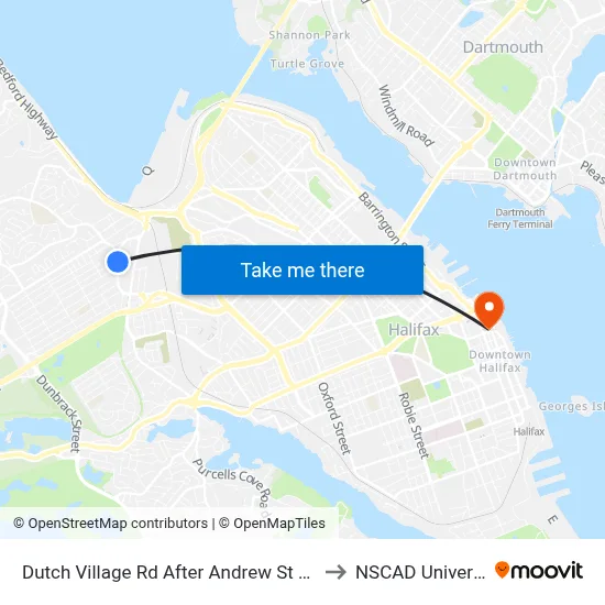 Dutch Village Rd After Andrew St (2362) to NSCAD University map