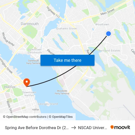Spring Ave Before Dorothea Dr (2365) to NSCAD University map