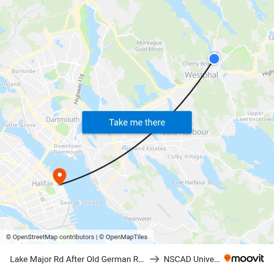 Lake Major Rd After Old German Rd (7109) to NSCAD University map