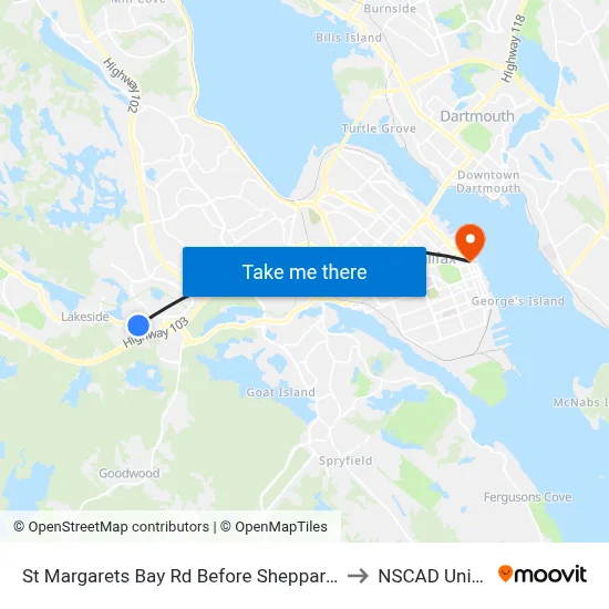 St Margarets Bay Rd Before Sheppards Run (6157) to NSCAD University map