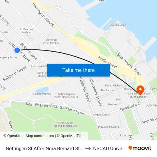 Gottingen St After Nora Bernard St (6790) to NSCAD University map
