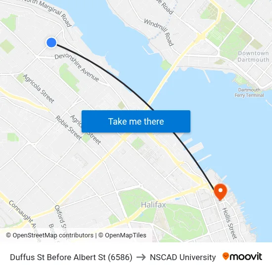 Duffus St Before Albert St (6586) to NSCAD University map