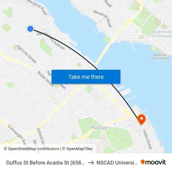 Duffus St Before Acadia St (6584) to NSCAD University map