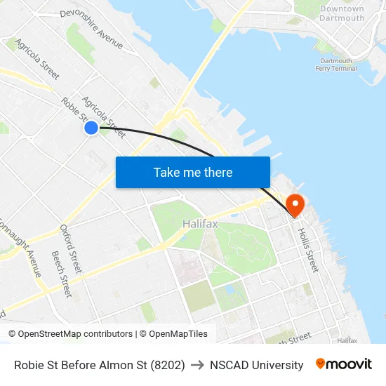 Robie St Before Almon St (8202) to NSCAD University map