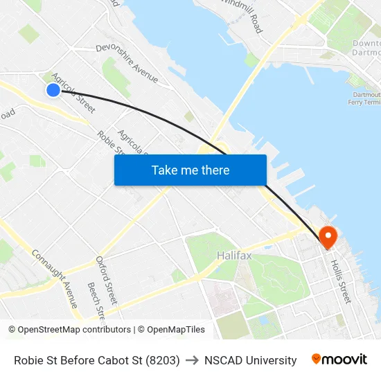 Robie St Before Cabot St (8203) to NSCAD University map