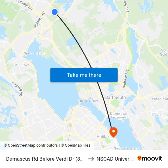 Damascus Rd Before Verdi Dr (8200) to NSCAD University map