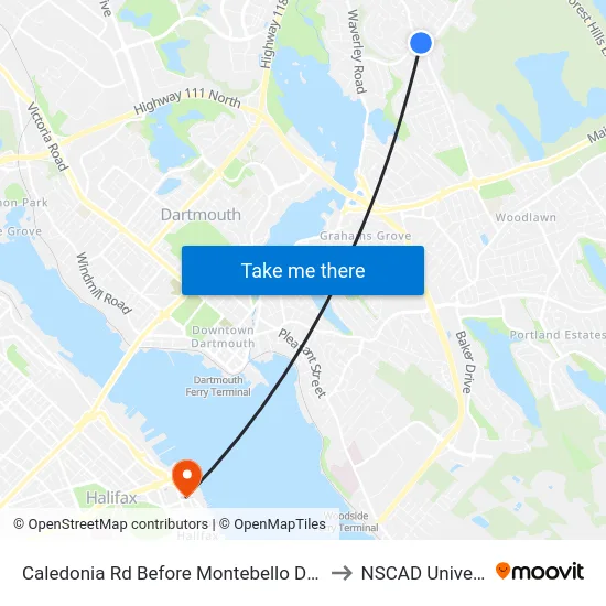 Caledonia Rd Before Montebello Dr (6372) to NSCAD University map