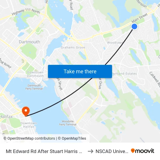 Mt Edward Rd After Stuart Harris Dr (7269) to NSCAD University map