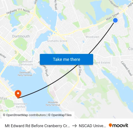 Mt Edward Rd Before Cranberry Cr (7264) to NSCAD University map