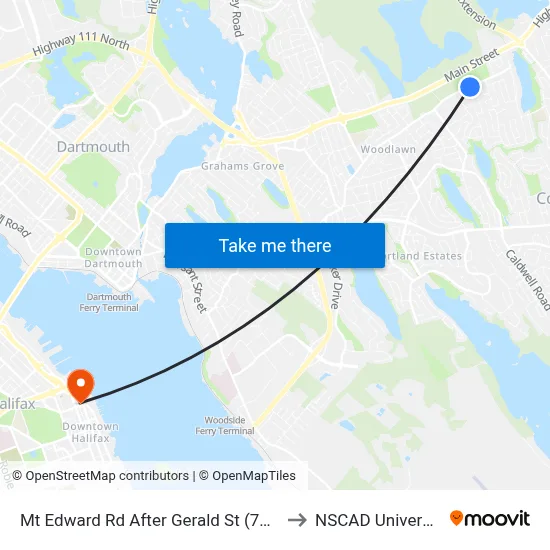 Mt Edward Rd After Gerald St (7267) to NSCAD University map