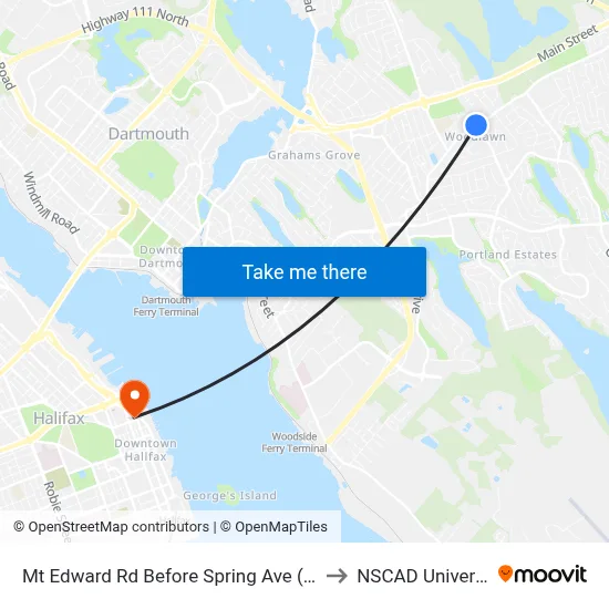 Mt Edward Rd Before Spring Ave (7263) to NSCAD University map