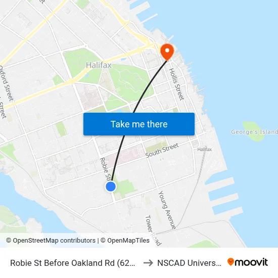 Robie St Before Oakland Rd (6202) to NSCAD University map