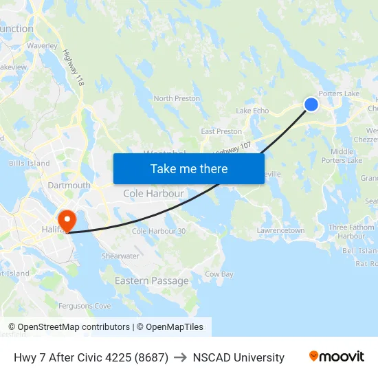 Hwy 7 After Civic 4225 (8687) to NSCAD University map