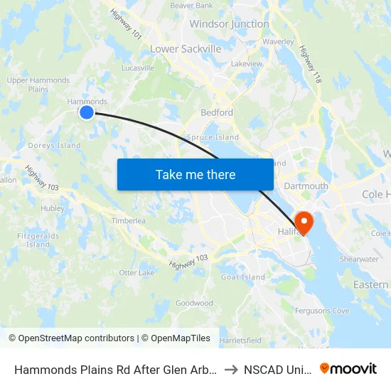 Hammonds Plains Rd After Glen Arbour Way (6809) to NSCAD University map