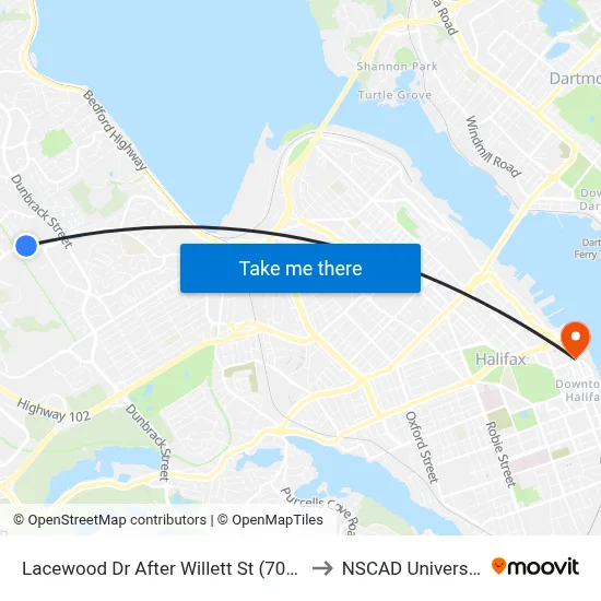 Lacewood Dr After Willett St (7072) to NSCAD University map