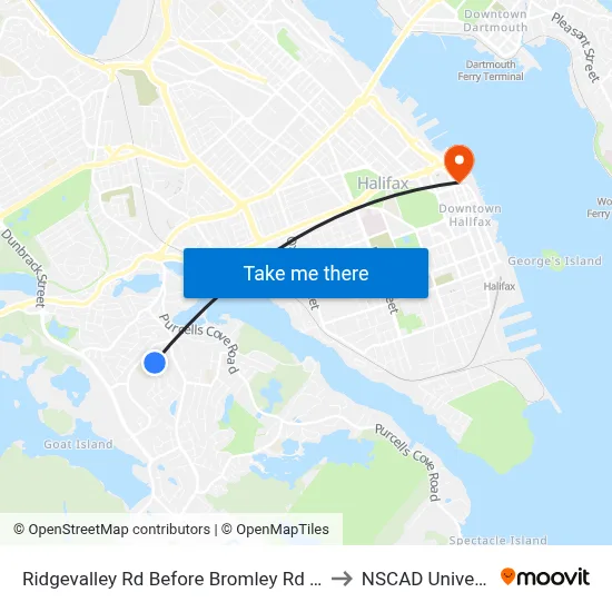Ridgevalley Rd Before Bromley Rd (8168) to NSCAD University map