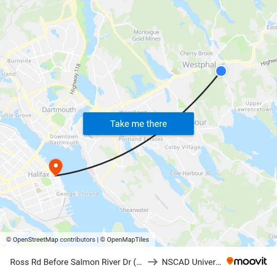 Ross Rd Before Salmon River Dr (8765) to NSCAD University map