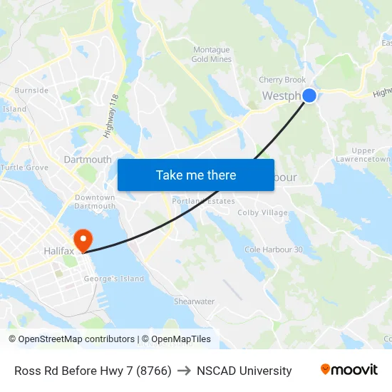 Ross Rd Before Hwy 7 (8766) to NSCAD University map