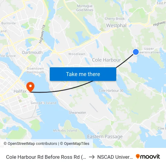 Cole Harbour Rd Before Ross Rd (8760) to NSCAD University map