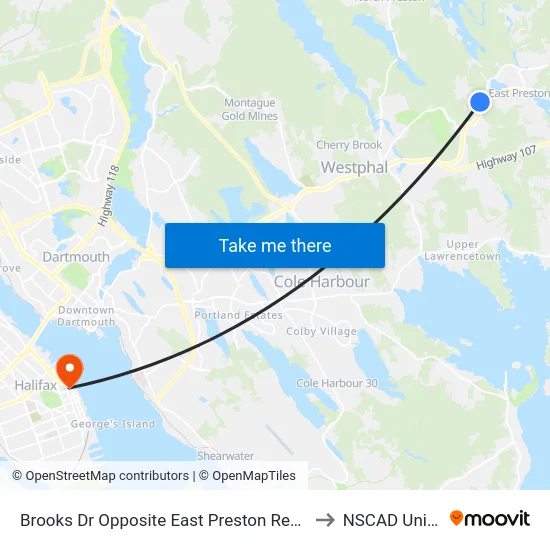 Brooks Dr Opposite East Preston Rec Centre (8769) to NSCAD University map