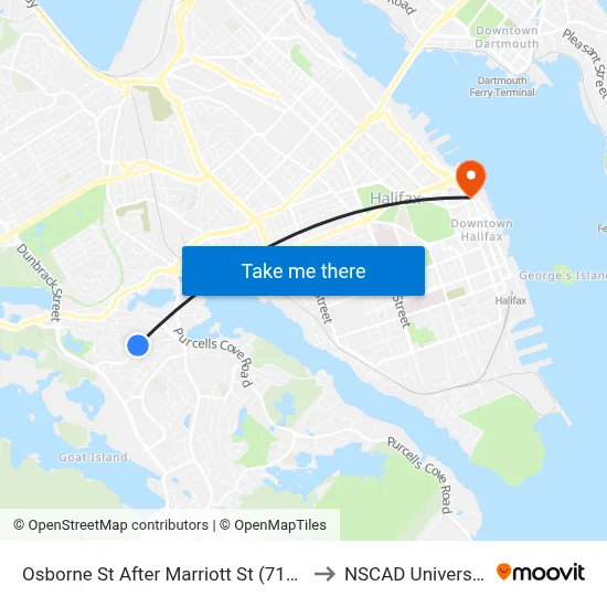 Osborne St After Marriott St (7186) to NSCAD University map