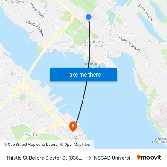 Thistle St Before Slayter St (8387) to NSCAD University map