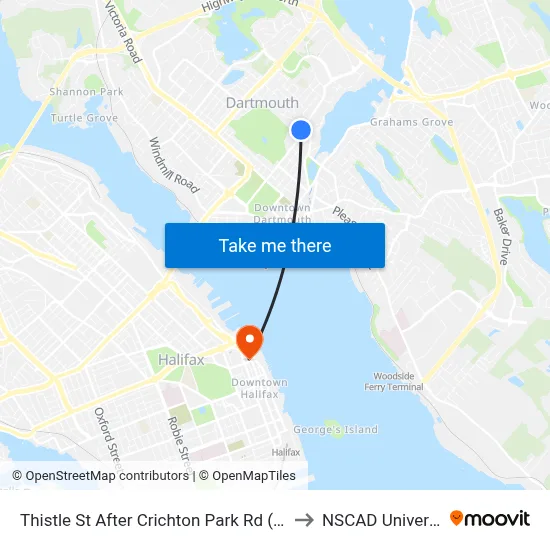 Thistle St After Crichton Park Rd (8384) to NSCAD University map