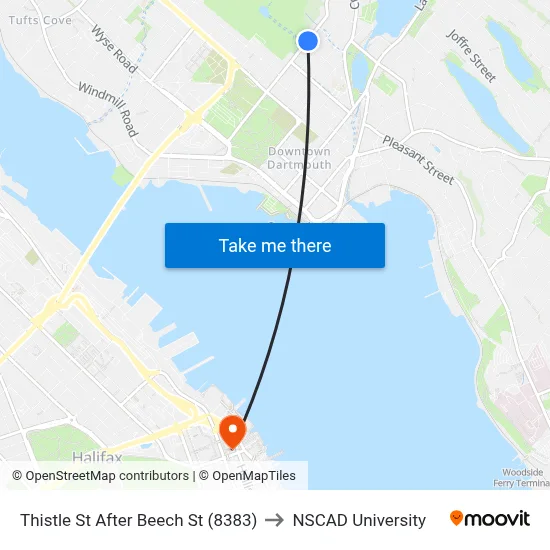 Thistle St After Beech St (8383) to NSCAD University map