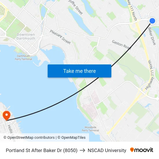 Portland St After Baker Dr (8050) to NSCAD University map