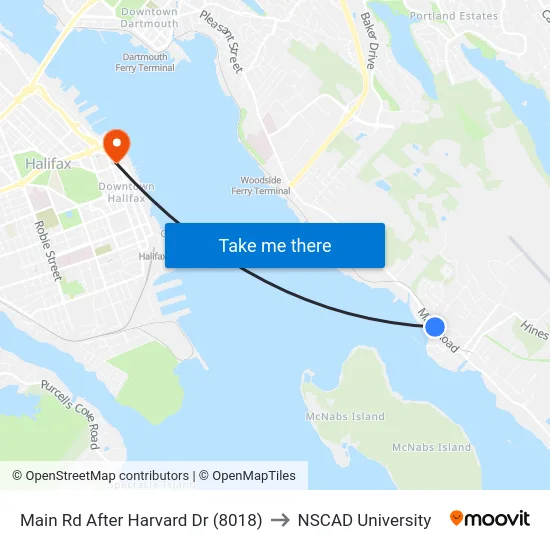 Main Rd After Harvard Dr (8018) to NSCAD University map