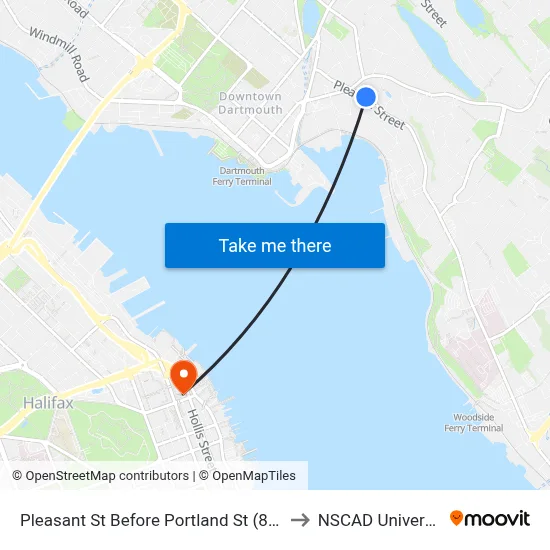 Pleasant St Before Portland St (8016) to NSCAD University map