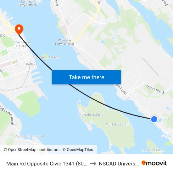 Main Rd Opposite Civic 1341 (8015) to NSCAD University map