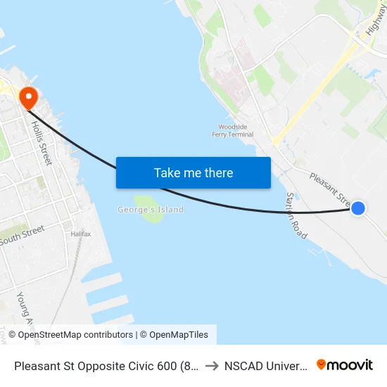 Pleasant St Opposite Civic 600 (8013) to NSCAD University map