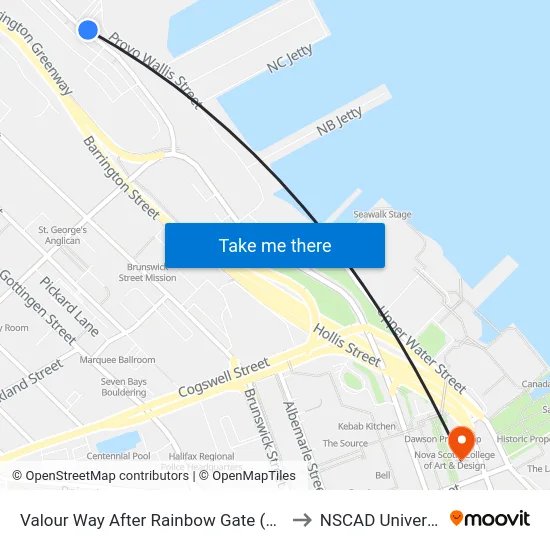 Valour Way After Rainbow Gate (6573) to NSCAD University map